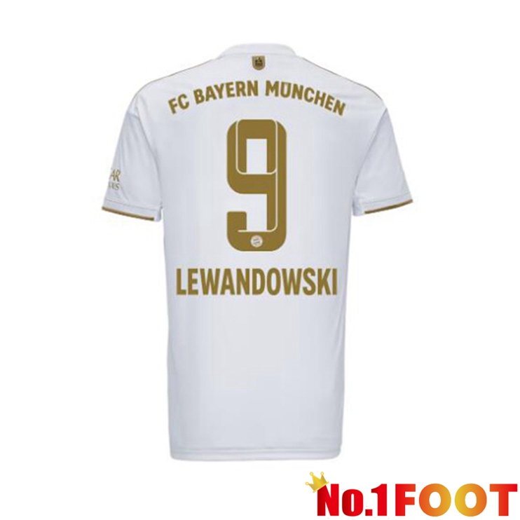 Bayern Munich (Lewandowski 9) Football Jerseys Away White 2022-2023