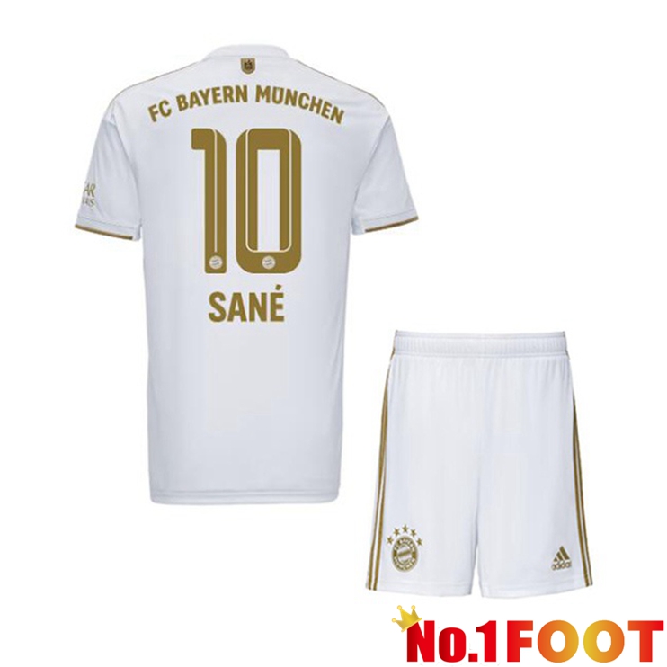 Bayern Munich (Sané 10) Kids Football Jerseys Away White 2022-2023