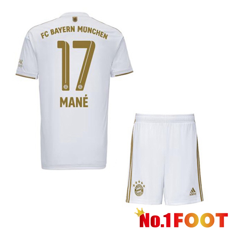 Bayern Munich (Mané 17) Kids Football Jerseys Away White 2022-2023