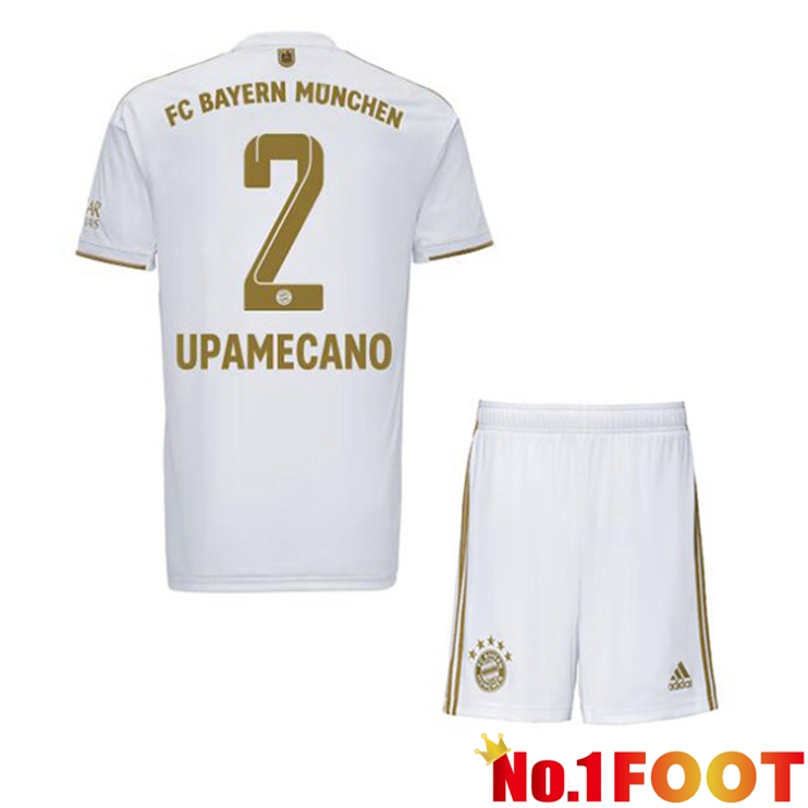 Bayern Munich (Upamecano 2) Kids Football Jerseys Away White 2022-2023