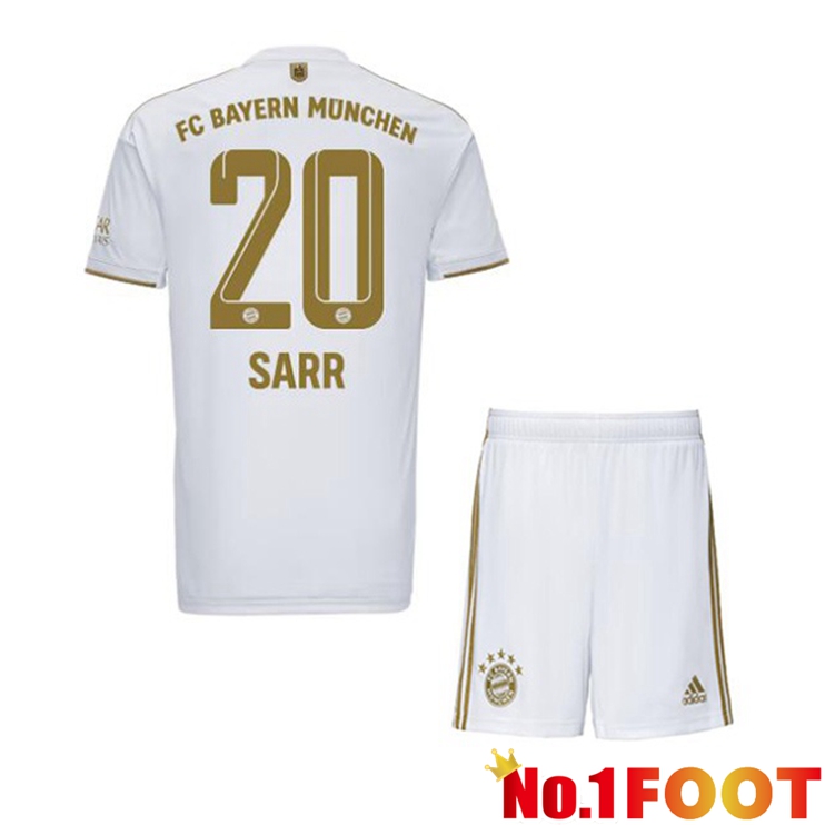 Bayern Munich (Sarr 20) Kids Football Jerseys Away White 2022-2023