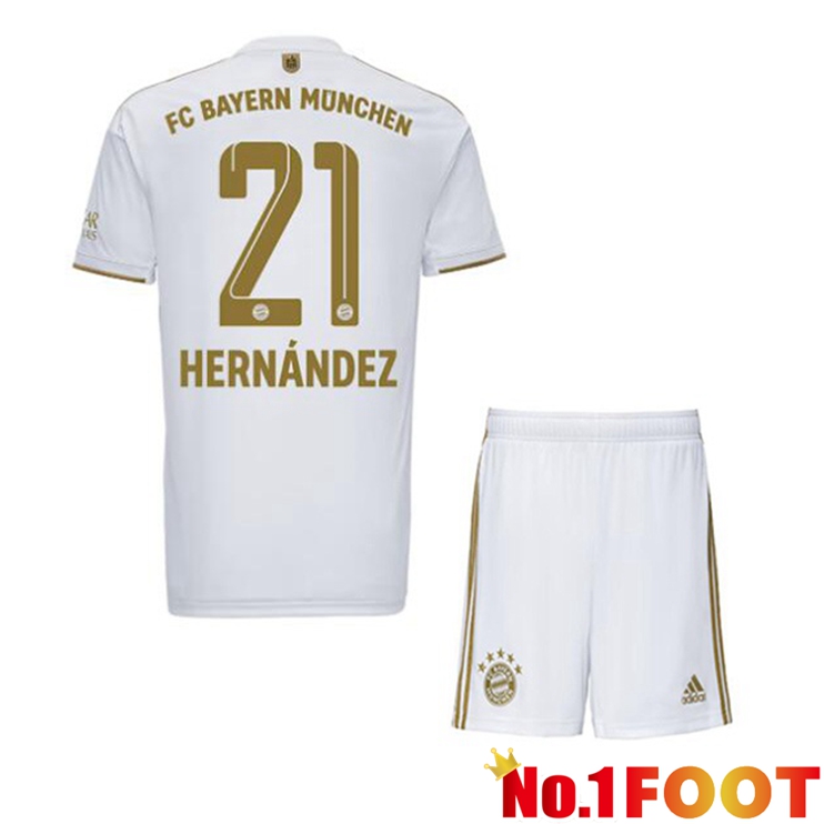 Bayern Munich (Hernández 21) Kids Football Jerseys Away White 2022-2023