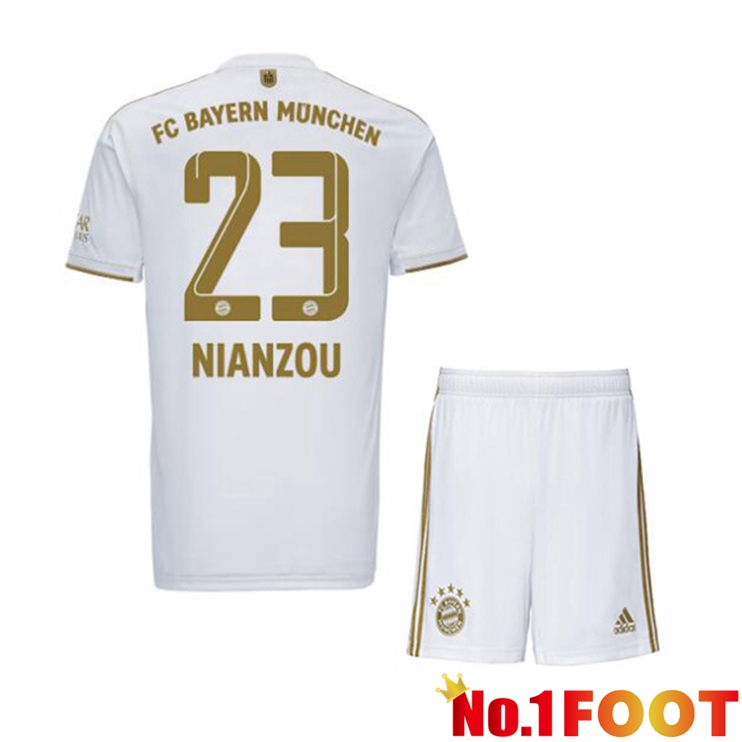 Bayern Munich (Nianzou 23) Kids Football Jerseys Away White 2022-2023