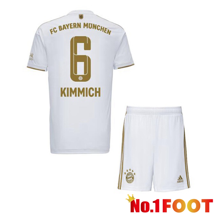 Bayern Munich (Kimmich 6) Kids Football Jerseys Away White 2022-2023