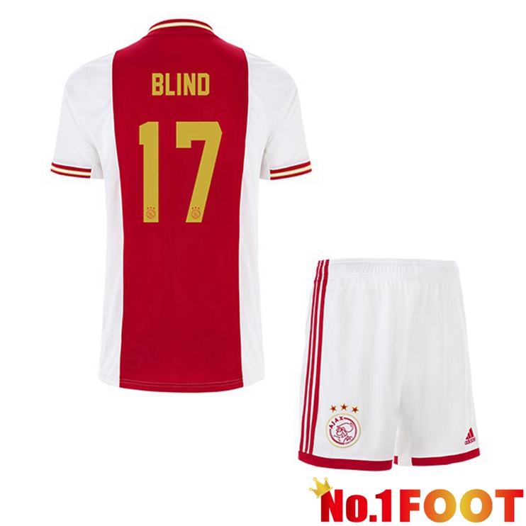 AFC Ajax (Blind 17) Kids Football Jerseys Home White Red 2022-2023