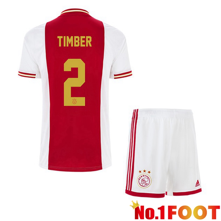 AFC Ajax (Timber 2) Kids Football Jerseys Home White Red 2022-2023