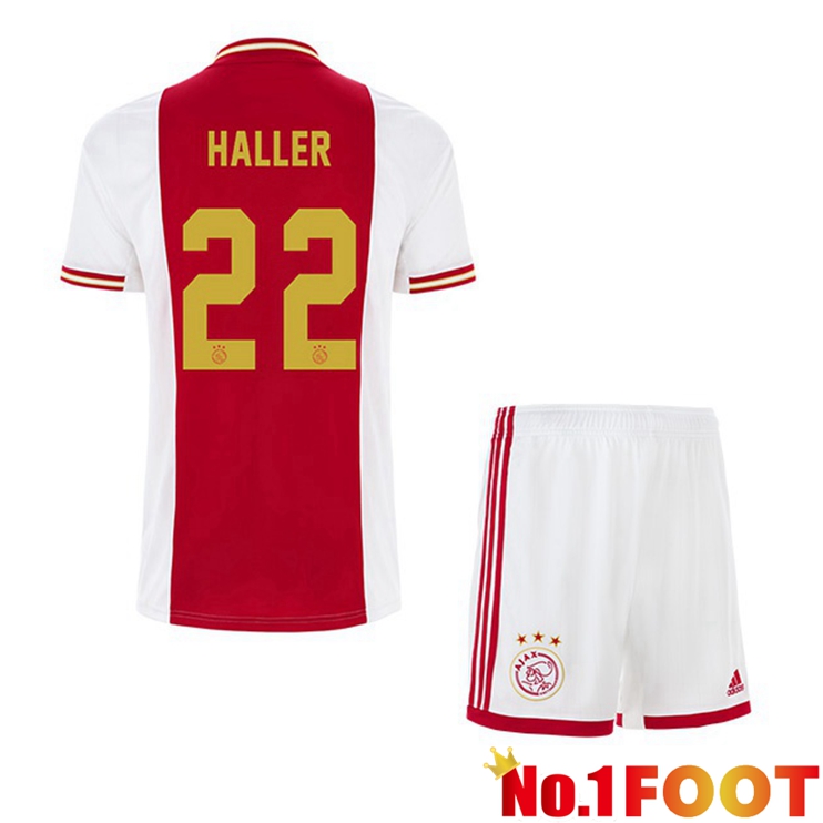 AFC Ajax (Haller 22) Kids Football Jerseys Home White Red 2022-2023