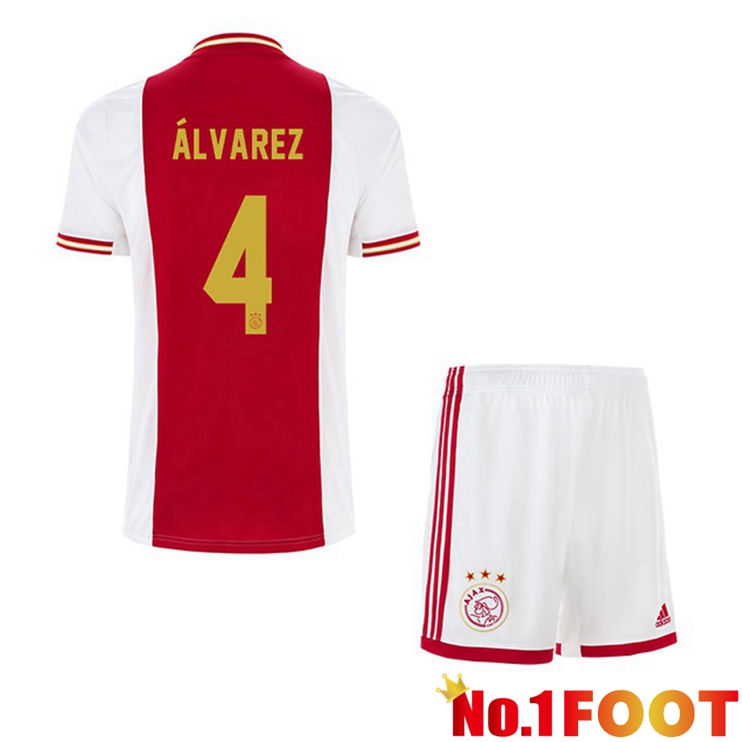 AFC Ajax (Álvarez 4) Kids Football Jerseys Home White Red 2022-2023