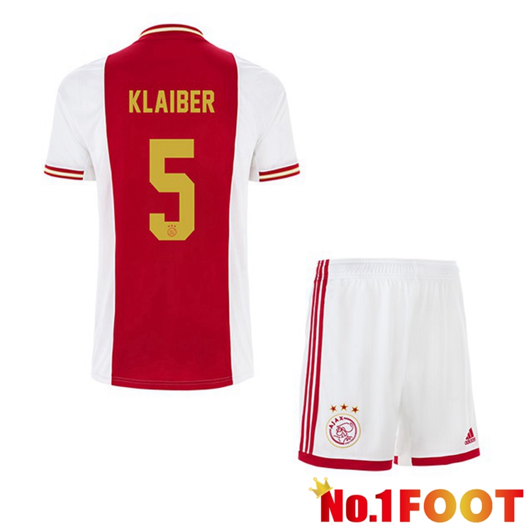 AFC Ajax (Klaiber 5) Kids Football Jerseys Home White Red 2022-2023