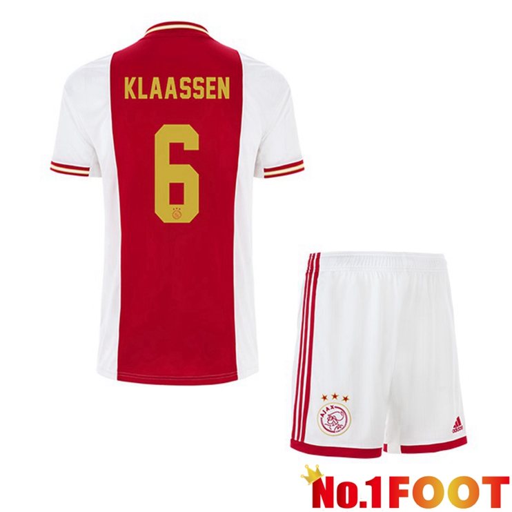 AFC Ajax (Klaassen 6) Kids Football Jerseys Home White Red 2022-2023