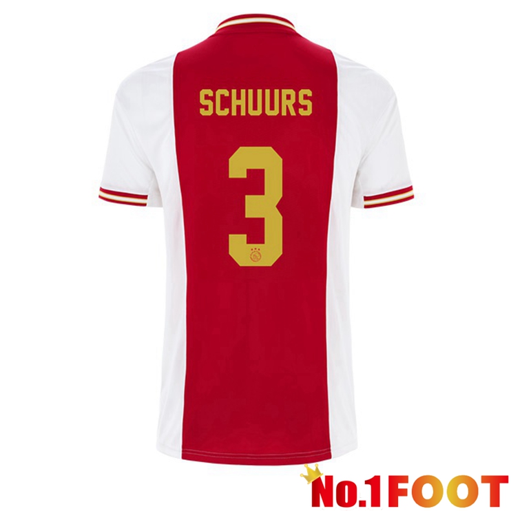 AFC Ajax (Schuurs 3) Football Jerseys Home White Red 2022-2023