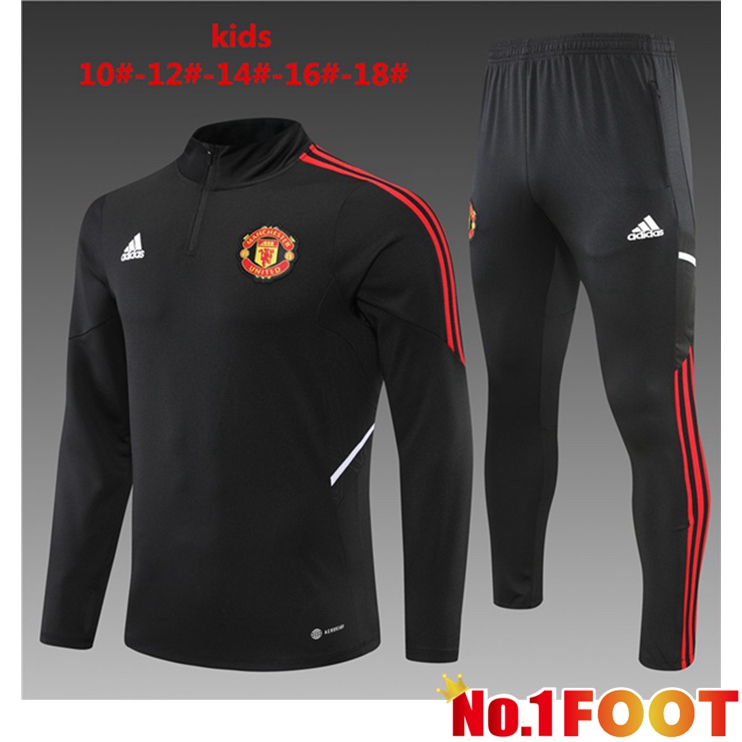 Manchester United Kids Training Tracksuit Black 2022-2023