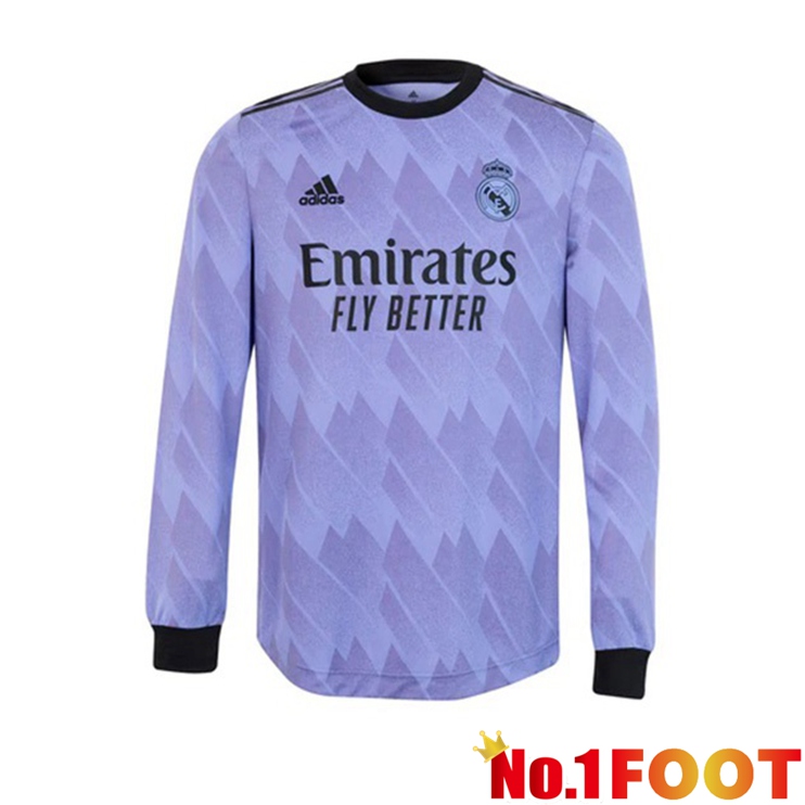 Real Madrid Football Jerseys Away Long Sleeve Purple 2022-2023