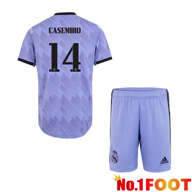 Real Madrid (Casemiro 14) Kids Football Jerseys Away Purple 2022-2023