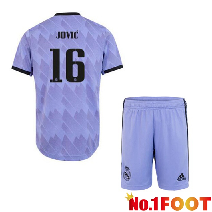 Real Madrid (Jović 16) Kids Football Jerseys Away Purple 2022-2023