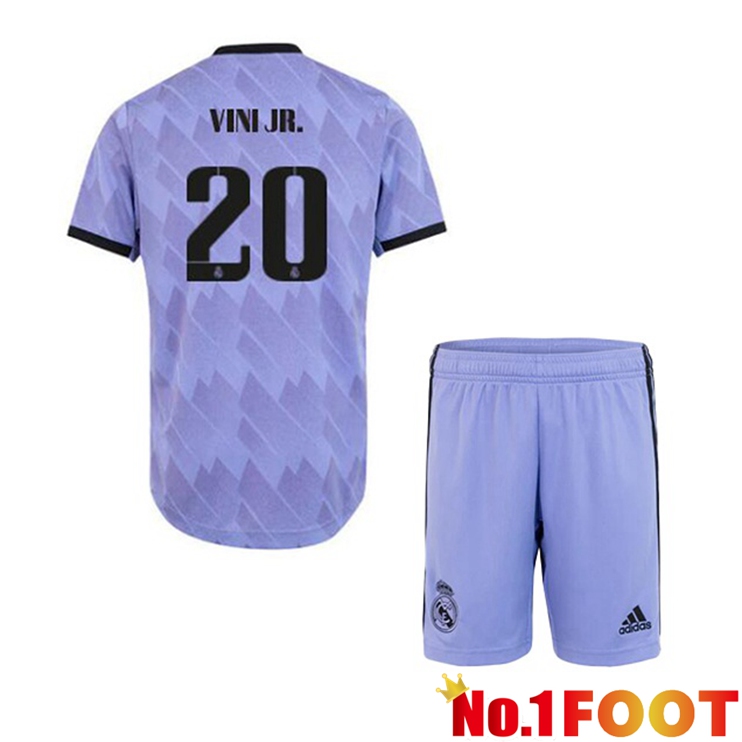 Real Madrid (Vini Jr. 20) Kids Football Jerseys Away Purple 2022-2023