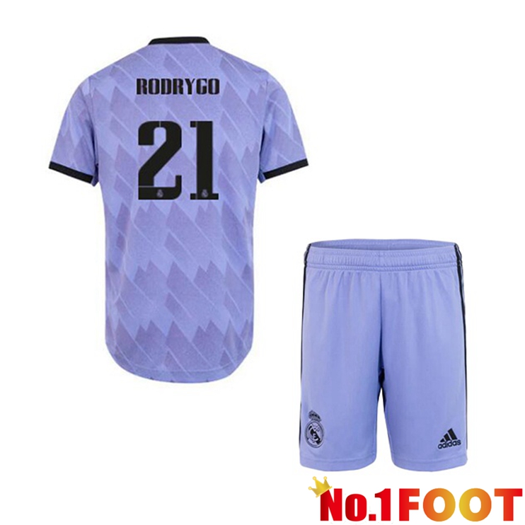 Real Madrid (Rodrygo 21) Kids Football Jerseys Away Purple 2022-2023