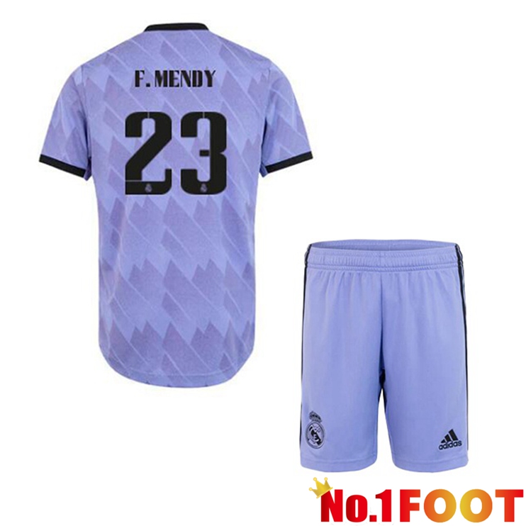 Real Madrid (F. Mendy 23) Kids Football Jerseys Away Purple 2022-2023