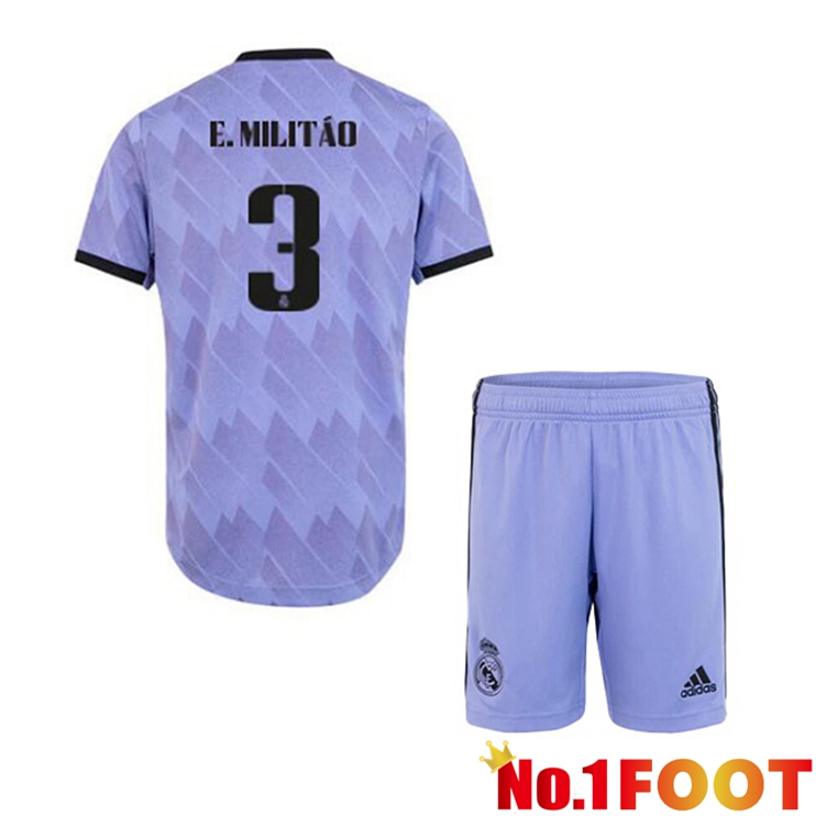 Real Madrid (E. Militão 3) Kids Football Jerseys Away Purple 2022-2023