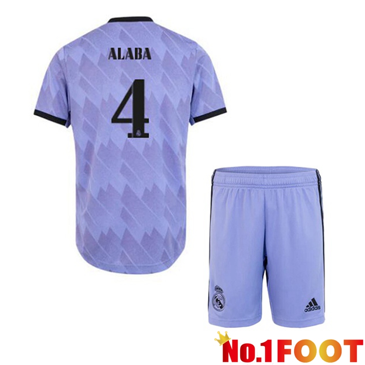 Real Madrid (Alaba 4) Kids Football Jerseys Away Purple 2022-2023