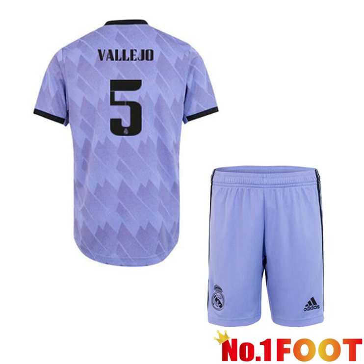 Real Madrid (Vallejo 5) Kids Football Jerseys Away Purple 2022-2023