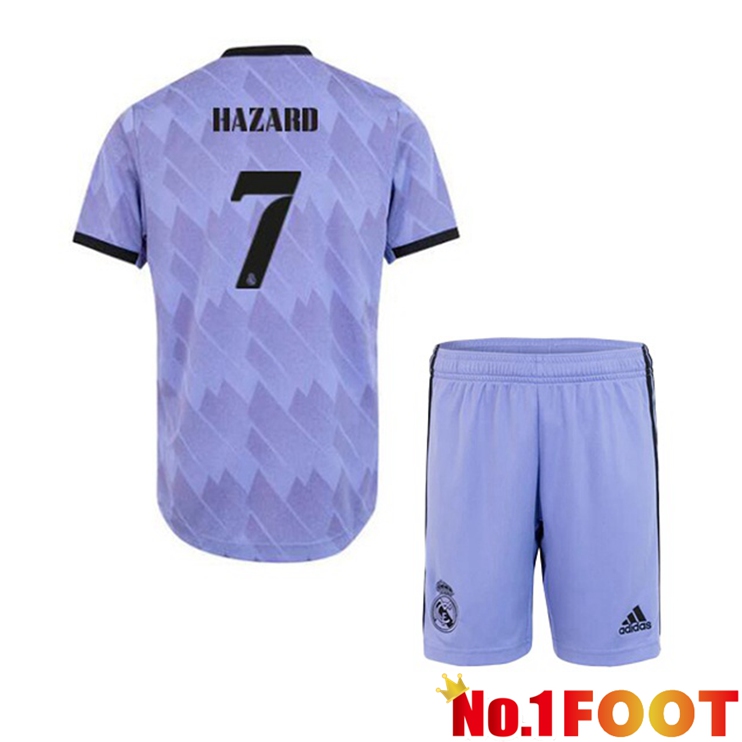 Real Madrid (Hazard 7) Kids Football Jerseys Away Purple 2022-2023