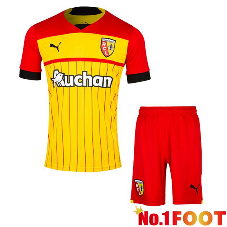 RC Lens Kids Football Jerseys Home Yellow Red 2022-2023