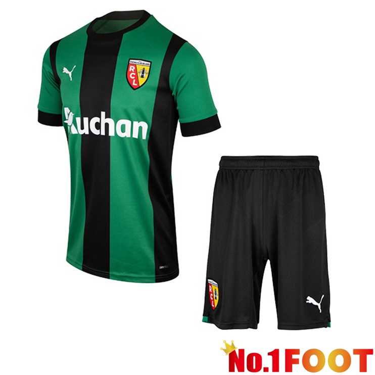 RC Lens Kids Football Jerseys Away Green Black 2022-2023