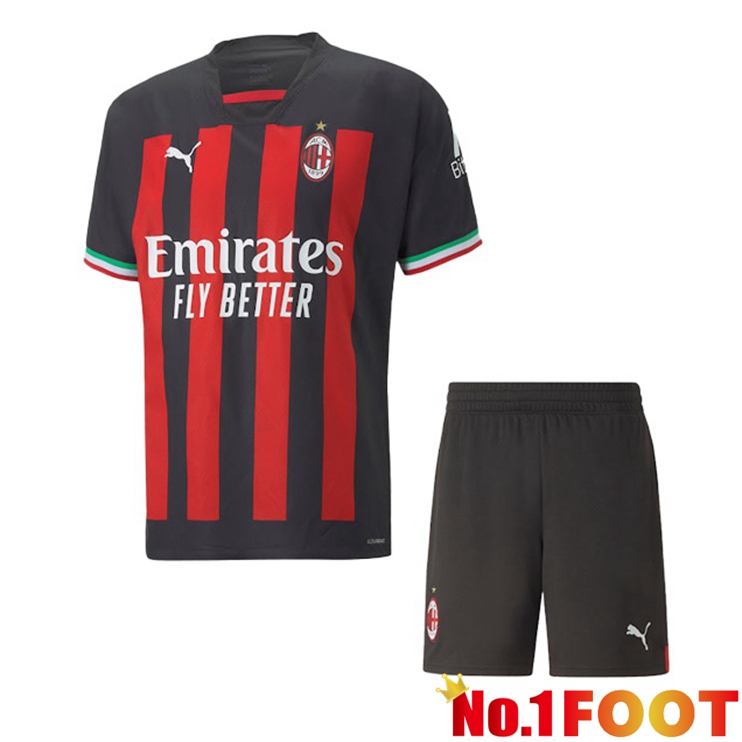 AC Milan Kids Football Jerseys Home Red 2022-2023