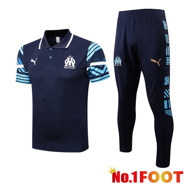 Olympique de Marseille polo shirt + Pants Blue Royal 2022-2023