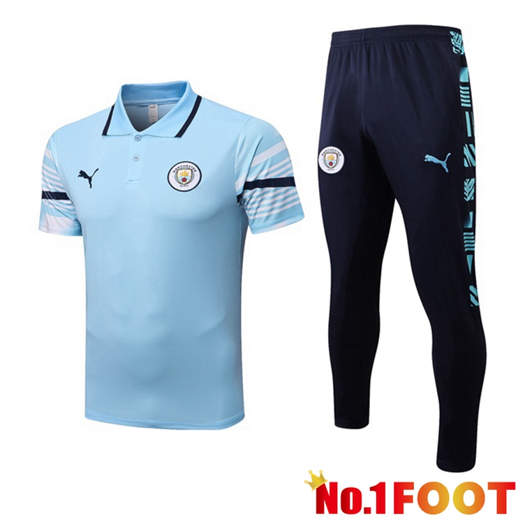 Manchester City polo shirt + Pants Blue 2022-2023