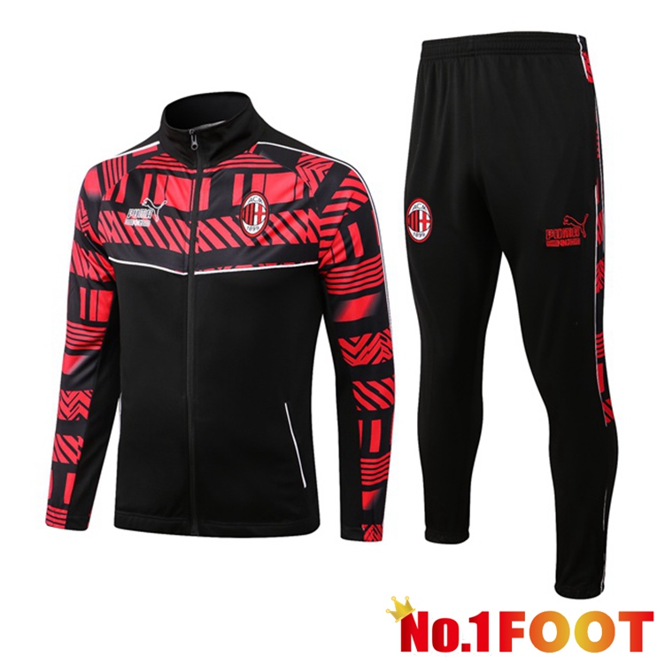 AC Milan Training Jacket Suit Black Red 2022-2023