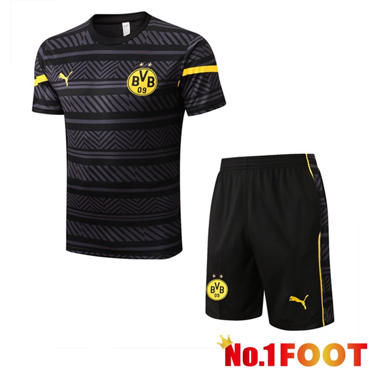 Dortmund BVB Training T-Shirts + Shorts Black 2022-2023