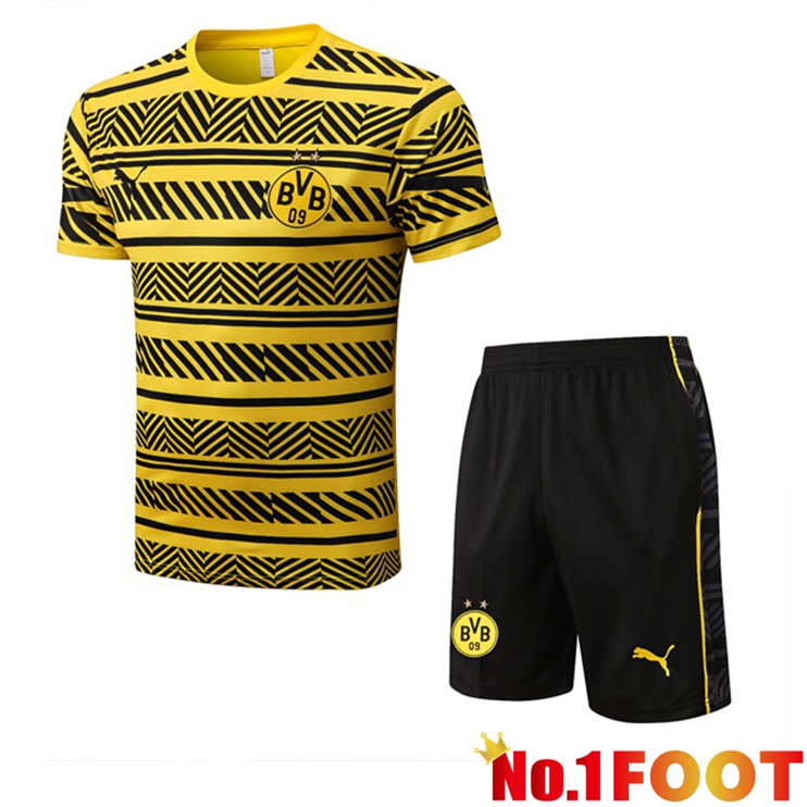 Dortmund BVB Training T-Shirts + Shorts Yellow 2022-2023