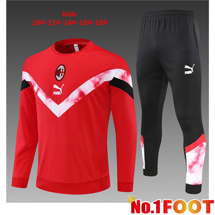 AC Milan Kids Training Tracksuit Red 2022-2023