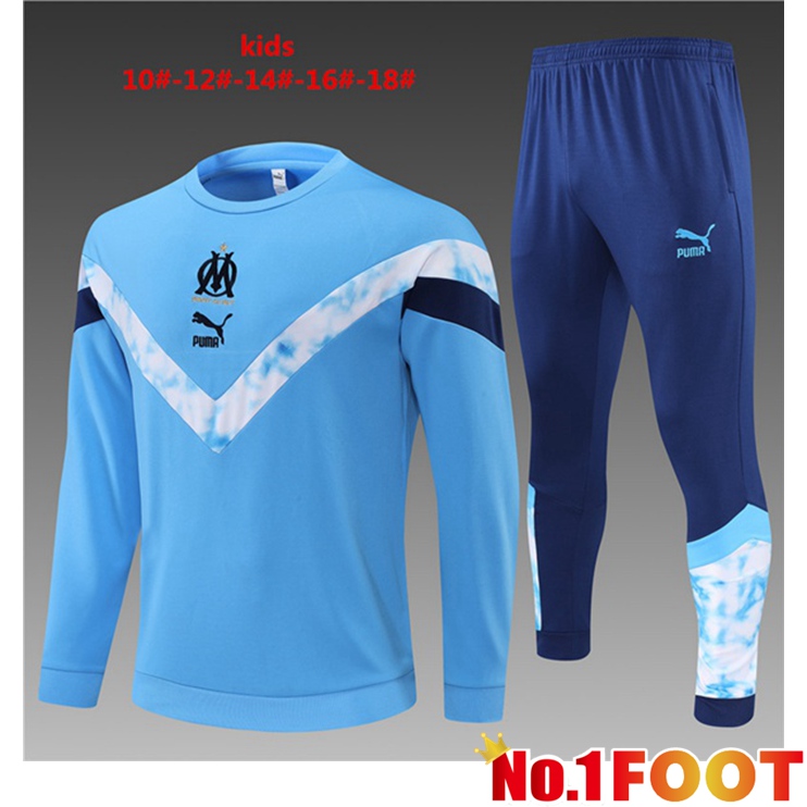 Olympique de Marseille Kids Training Tracksuit Blue 2022-2023