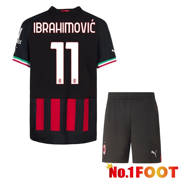 AC Milan (IBRAHIMOVIĆ 11) Kids Football Jerseys Home Red 2022-2023