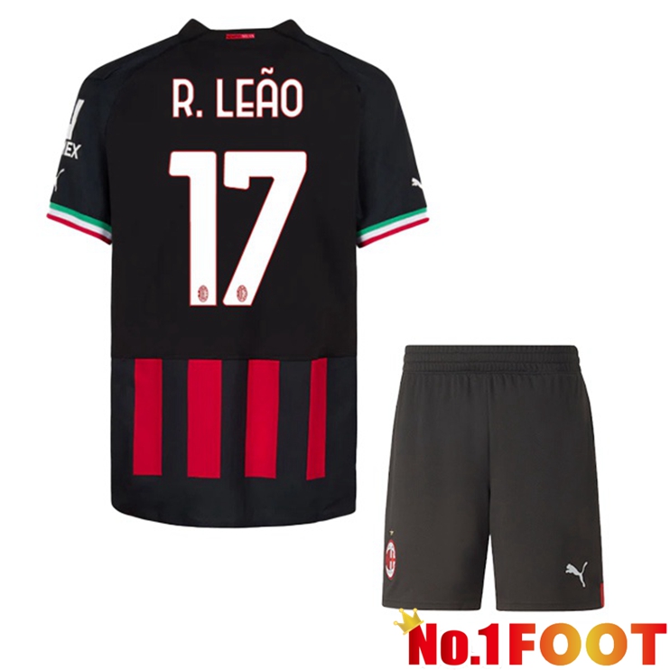 AC Milan (R. LEÃO 17) Kids Football Jerseys Home Red 2022-2023