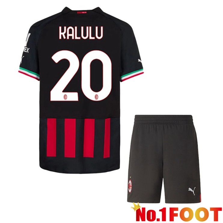 AC Milan (KALULU 20) Kids Football Jerseys Home Red 2022-2023