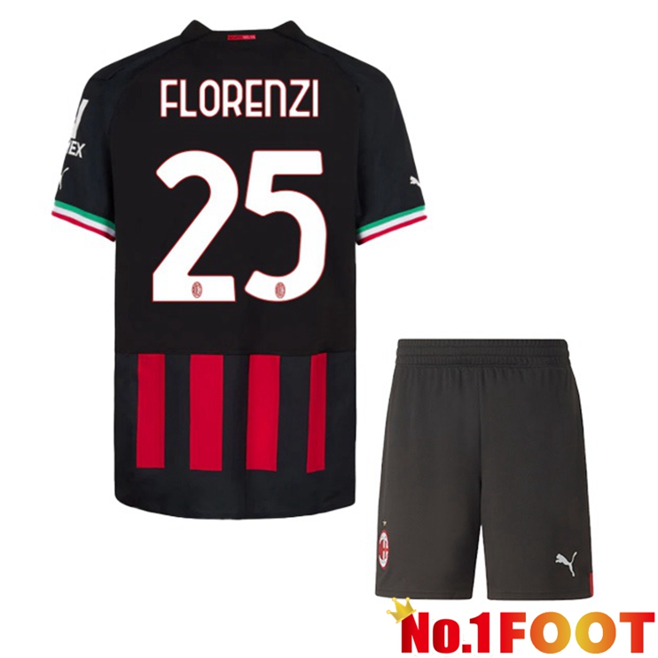 AC Milan (FLORENZI 25) Kids Football Jerseys Home Red 2022-2023