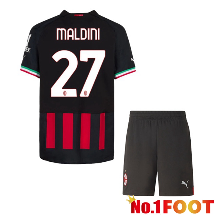 AC Milan (MALDINI 27) Kids Football Jerseys Home Red 2022-2023