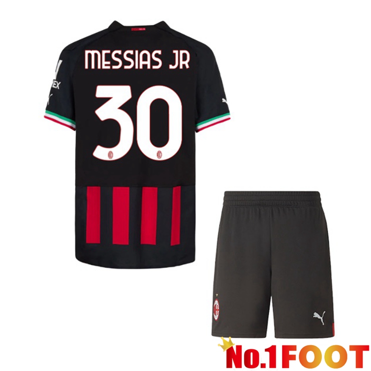 AC Milan (MESSIAS JR 30) Kids Football Jerseys Home Red 2022-2023