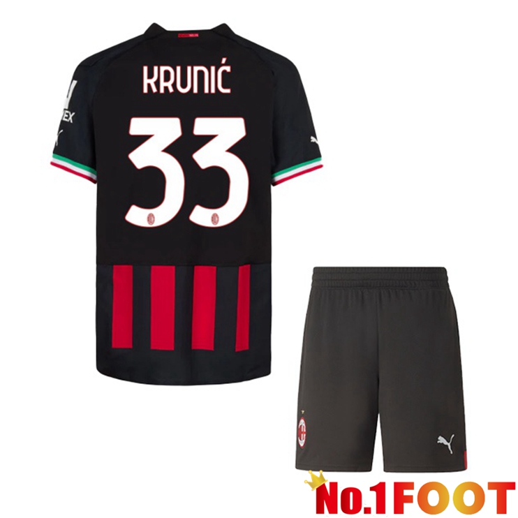 AC Milan (KRUNIĆ 33) Kids Football Jerseys Home Red 2022-2023