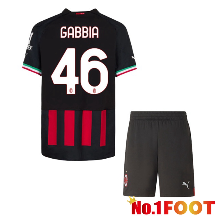 AC Milan (GABBIA 46) Kids Football Jerseys Home Red 2022-2023