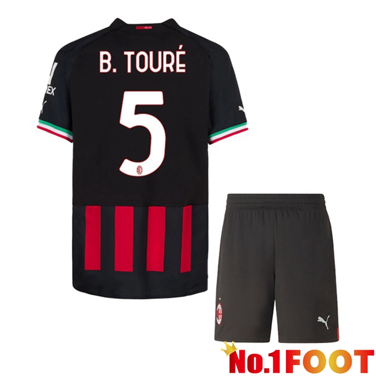 AC Milan (B. TOURÉ 5) Kids Football Jerseys Home Red 2022-2023