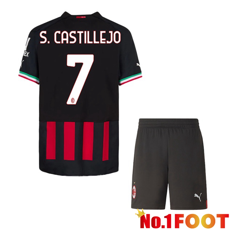 AC Milan (S. CASTILLEJO 7) Kids Football Jerseys Home Red 2022-2023