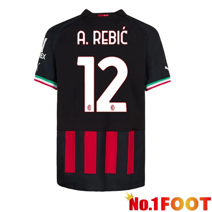 AC Milan (A. REBIĆ 12) Football Jerseys Home Red 2022-2023