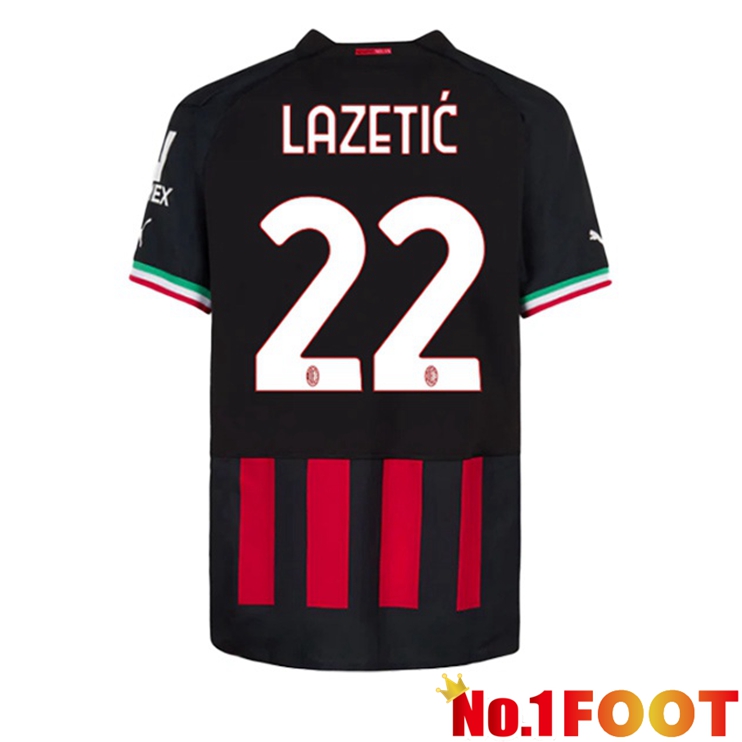 AC Milan (LAZETIĆ 22) Football Jerseys Home Red 2022-2023