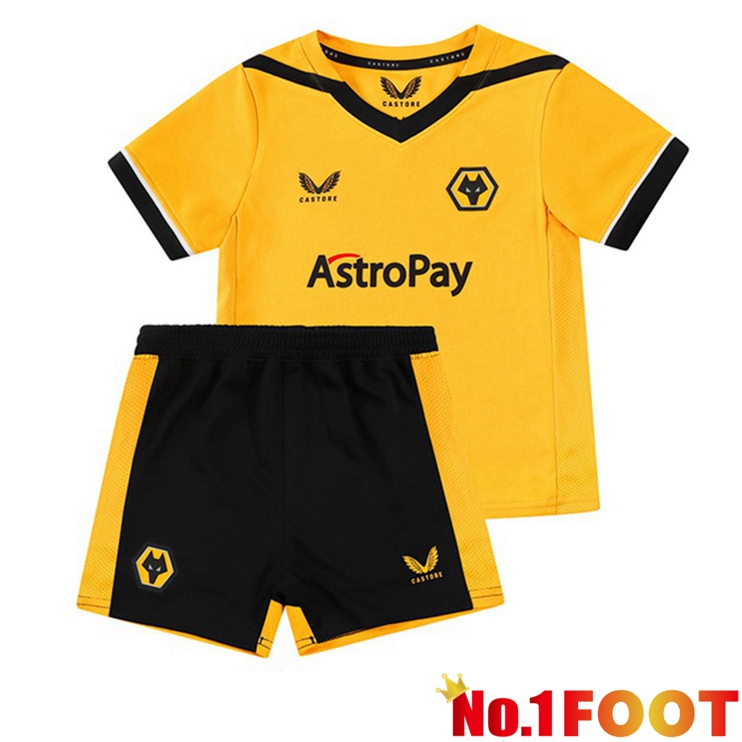 Wolves Kids Football Jerseys Home Yellow 2022-2023