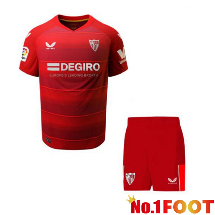 Sevilla FC Kids Football Jerseys Away Red 2022-2023